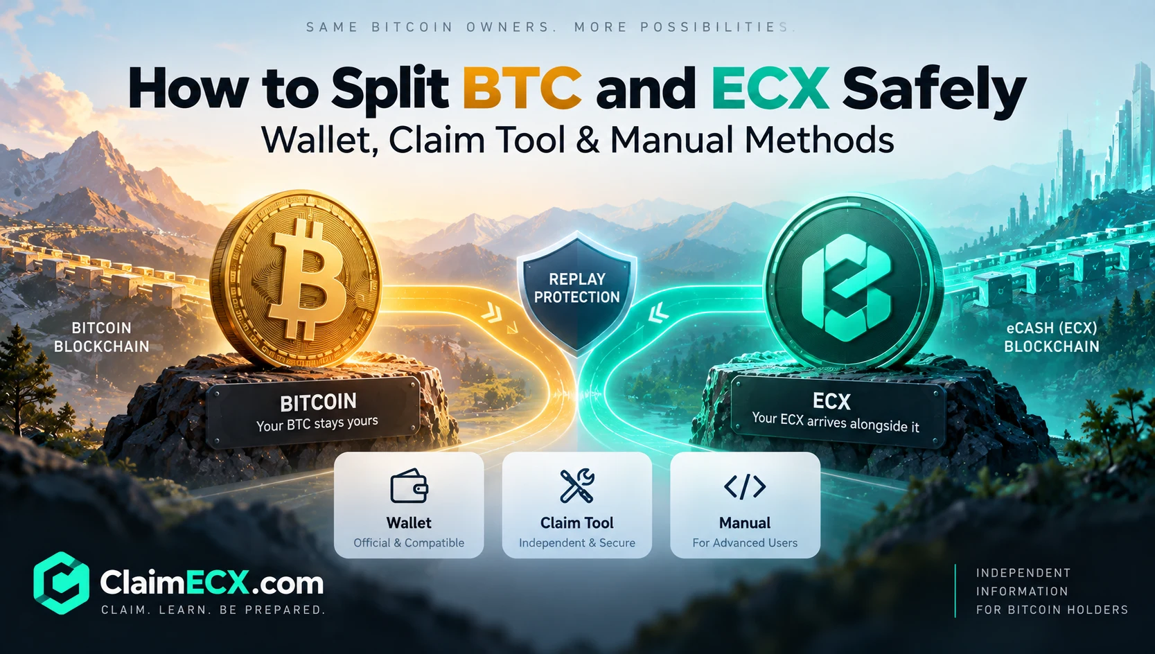 How to split BTC and ECX safely using wallet, claim tool and manual methods