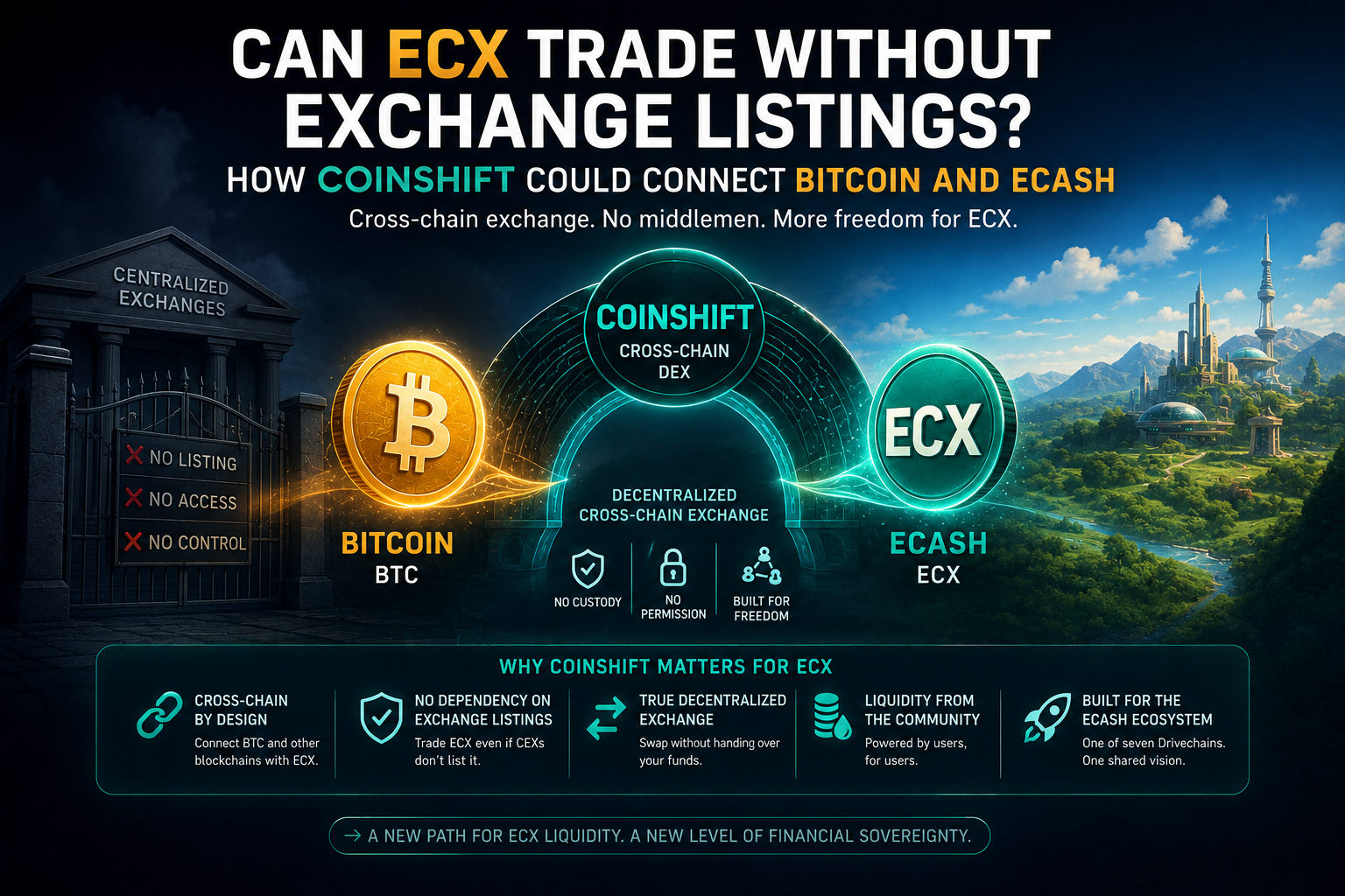 Can ECX Trade Without Exchange Listings? CoinShift Explained CoinShift connecting Bitcoin and ECX without relying entirely on centralized exchange listings